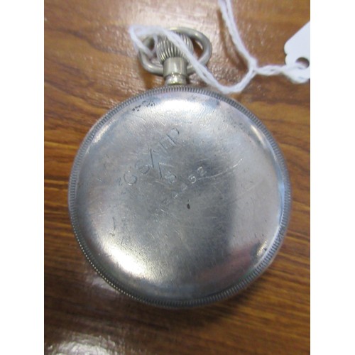 40 - A WW2 Swiss made pocket watch, white face with subsidiary second dial in chrome case, stamped to rev... 