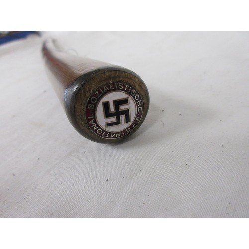 2 - 513 An NSDAP ski pole or hiking stick with Third Reich enamel badge in the end which reads: National... 