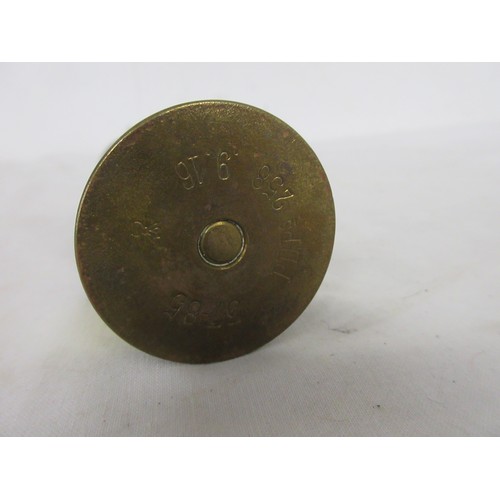 13 - 524 A complete inert WW1 artillery shell and brass casing in two parts. Stamped to the base: 37-85 P... 