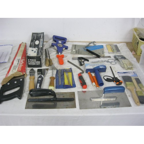 Assortment of tools look mostly new and in good condition.