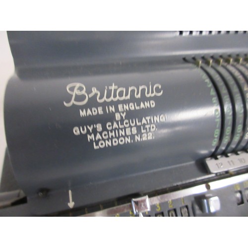 56 - A Britannic mechanical calculating machine, made in England by Guy's Calculating Machines Ltd, 2BT/T... 