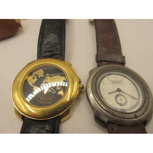 17 - Two Bulova United Colours of Benetton wristwatches, used but in decent condition, require at least b... 