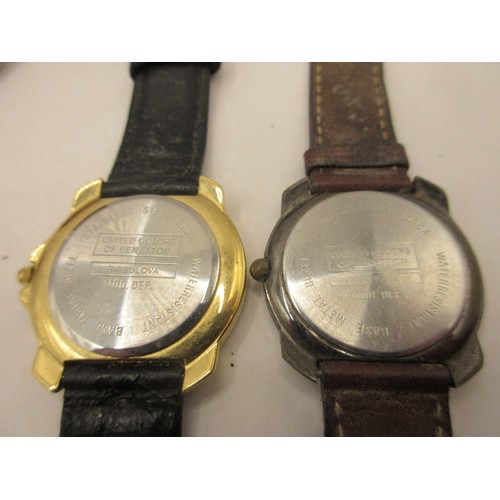 17 - Two Bulova United Colours of Benetton wristwatches, used but in decent condition, require at least b... 