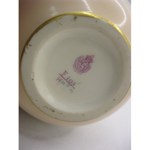 155 - Royal Worcester Hadley Porcelain vase painted with Pink and White Roses. Mint condition even the gil... 