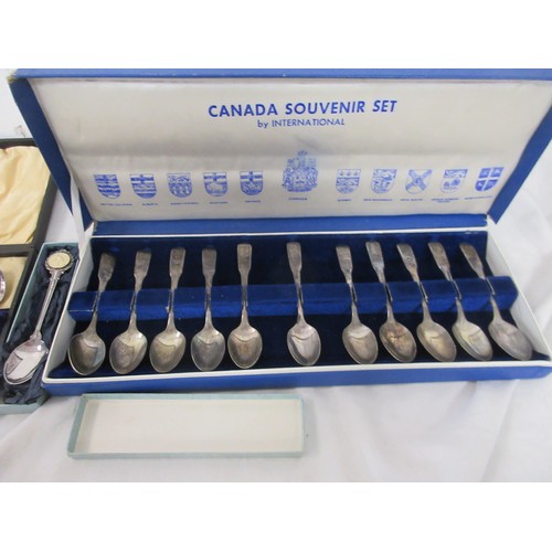 147 - A set of silver plate apostle spoons by James Dixon & Sons, cased, with tongs, a cased set of Viners... 