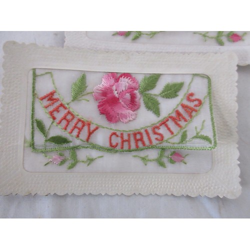 170 - Ten Merry Christmas vintage silk postcards