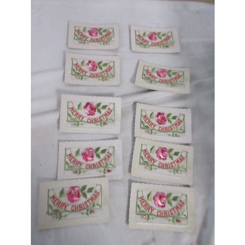 170 - Ten Merry Christmas vintage silk postcards