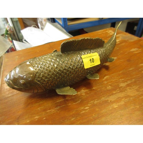 10 - An Oriental bronze fish in good order