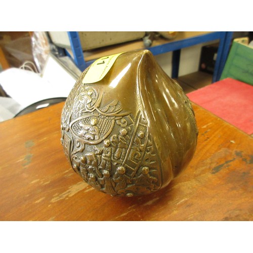 11 - A bronze Oriental peach with decorative finish, in good order