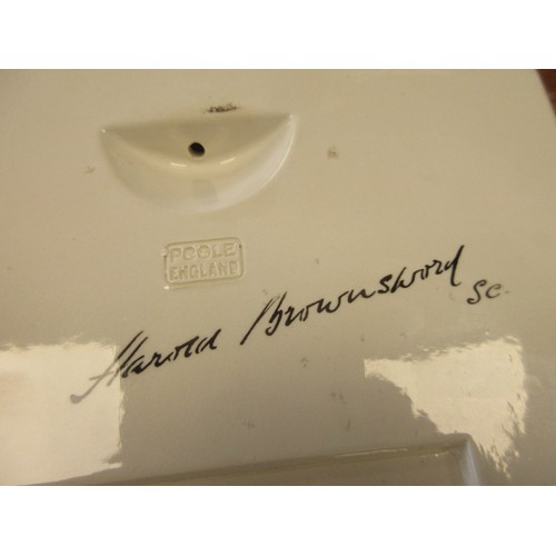 18 - A Poole pottery wall plaque by Harold Brownsword (signed to reverse), depicting a relief cast bust o... 