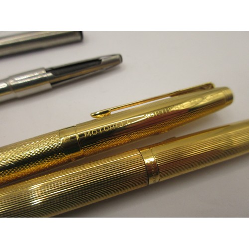 27 - Two gold-plated Parker fountain pens, one with corporate engraving.  (1) Barrel marked PARKER FRANCE... 