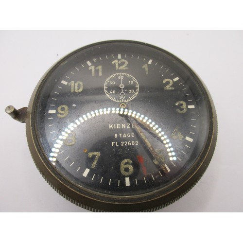 39 - A 1930s Luftwaffe issue Kienzle panel clock, 8 day mechanism, model FL 22602, likely from a Junkers ... 