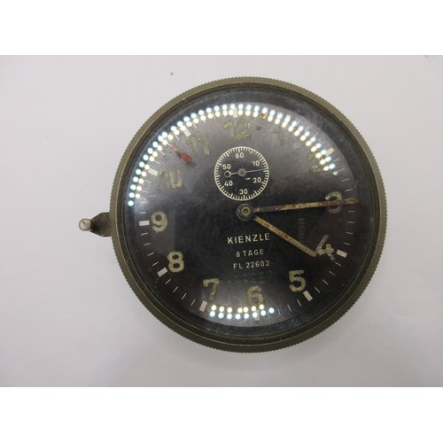 39 - A 1930s Luftwaffe issue Kienzle panel clock, 8 day mechanism, model FL 22602, likely from a Junkers ... 