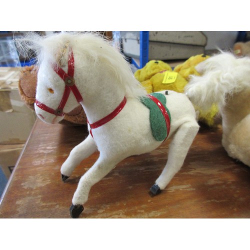 51 - Four Vintage Teddy Bears and Clockwork Wind-up Horse (no key)