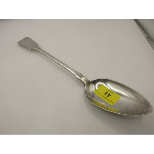 43 - A sterling silver serving spoon in good order, initialled to the handle 'JW' in script, hallmarked f... 