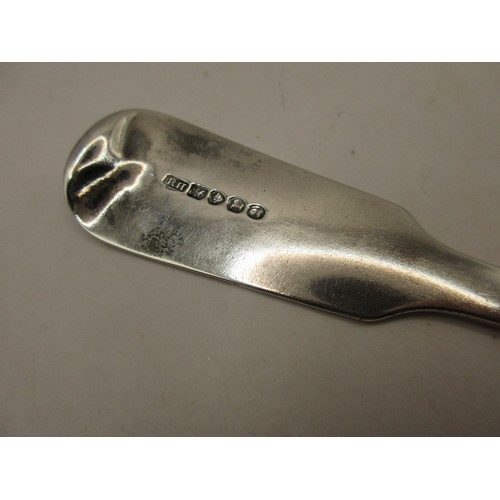 43 - A sterling silver serving spoon in good order, initialled to the handle 'JW' in script, hallmarked f... 