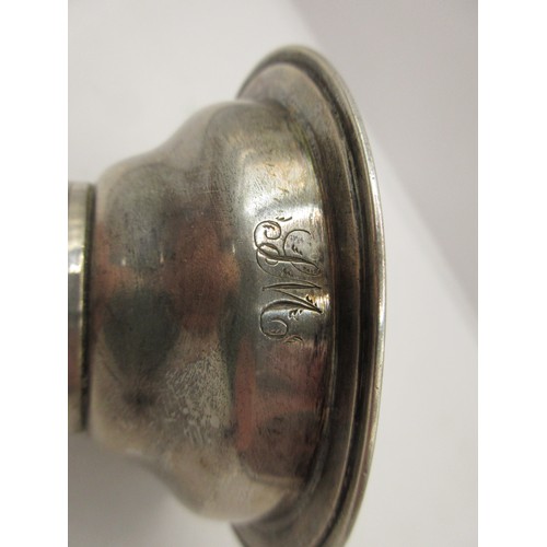 44 - An antique sterling silver wine decanting funnel with strainer, generic lion mark for sterling silve... 