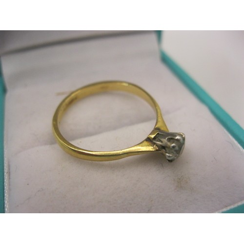 98 - A yellow metal diamond solitaire ring, acid tests as 22 carat, the diamond of some size, perhaps 0.2... 