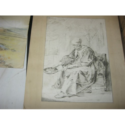 52 - Mixed lot of Sketches, Pastel Portraits and Prints