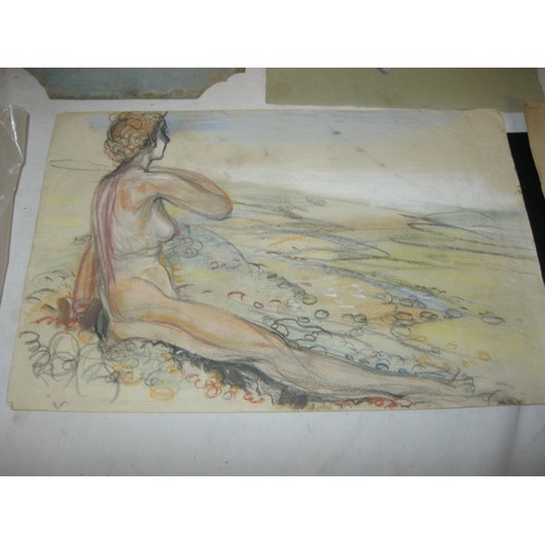 52 - Mixed lot of Sketches, Pastel Portraits and Prints