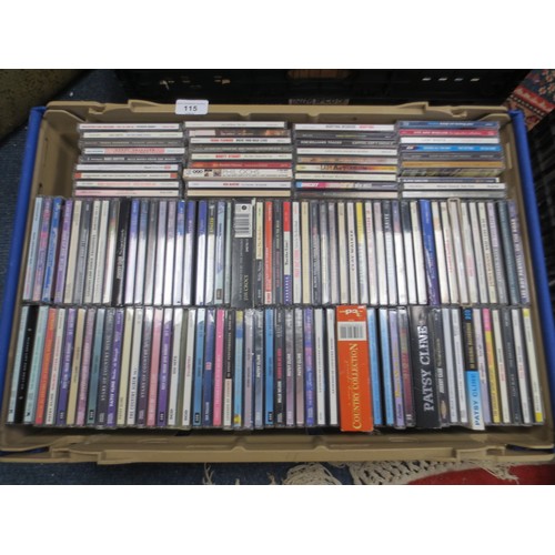 115 - A crate of about 130 CDs, country, Patsy Cline, etc