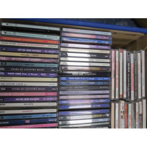 115 - A crate of about 130 CDs, country, Patsy Cline, etc
