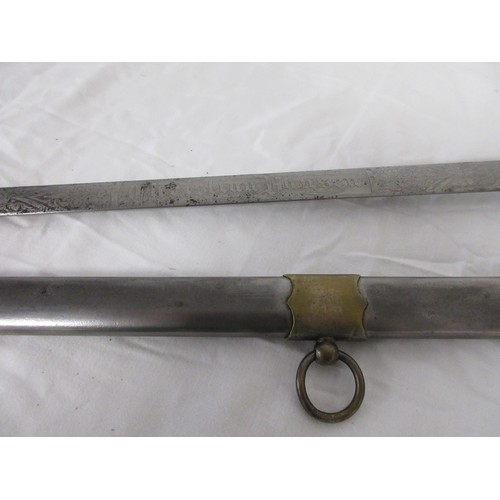 190 - A 19th century American Masonic Knights Templar ceremonial fraternity sword by Ames in its metal sca... 