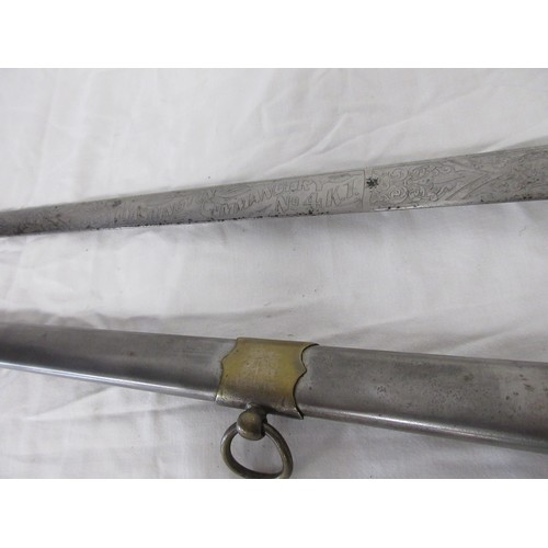 190 - A 19th century American Masonic Knights Templar ceremonial fraternity sword by Ames in its metal sca... 