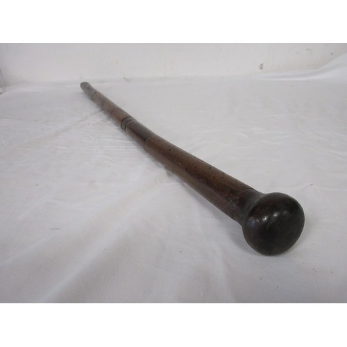 191 - A wooden shafted sword stick with a 36.5cms triangular section blade. Overall length of 72cms