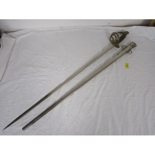 194 - A 19th century French Army Officers sword etched to the blade Pour le Roi et La Patrie (For the King... 