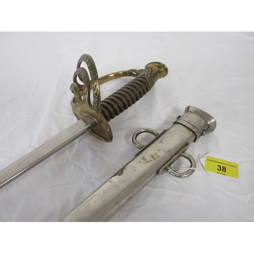 194 - A 19th century French Army Officers sword etched to the blade Pour le Roi et La Patrie (For the King... 