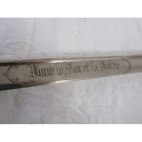 194 - A 19th century French Army Officers sword etched to the blade Pour le Roi et La Patrie (For the King... 