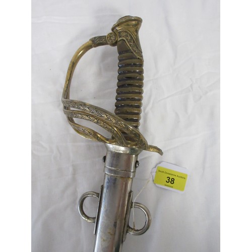 194 - A 19th century French Army Officers sword etched to the blade Pour le Roi et La Patrie (For the King... 