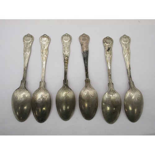 195 - A set of six WW2 period USN (United States Navy) Officers Mess tea spoons. Engraved to the reverse U... 