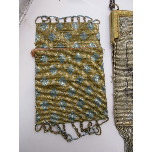 200 - 3 early 20th century coloured metallic bead evening purses of intricate design