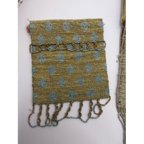 200 - 3 early 20th century coloured metallic bead evening purses of intricate design