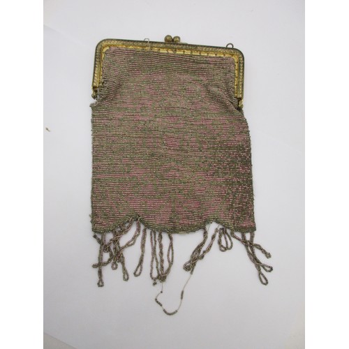 200 - 3 early 20th century coloured metallic bead evening purses of intricate design