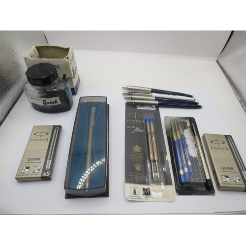 205 - A selection of Parker pens and assorted refills