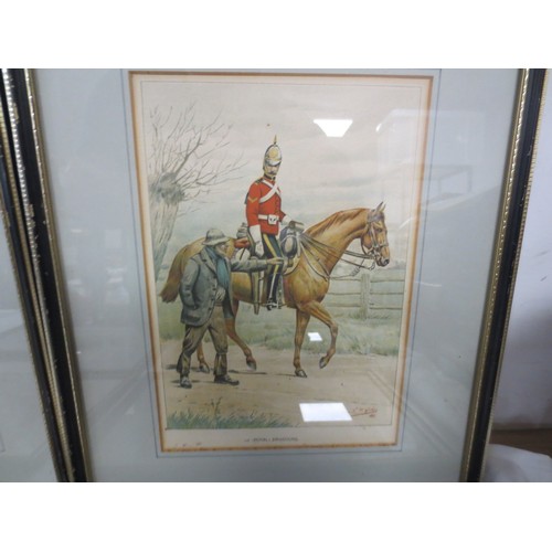 210 - 7 framed and glazed prints by J S Virtue & Sons Ltd after G M Giles showing cavalrymen from various ... 
