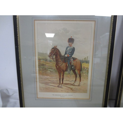 210 - 7 framed and glazed prints by J S Virtue & Sons Ltd after G M Giles showing cavalrymen from various ... 