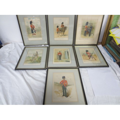 211 - 7 framed and glazed prints by J S Virtue & Sons Ltd after G M Giles featuring uniformed soldiers of ... 