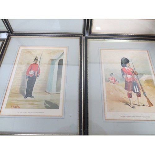 211 - 7 framed and glazed prints by J S Virtue & Sons Ltd after G M Giles featuring uniformed soldiers of ... 