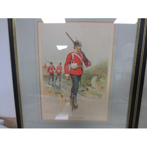 212 - 7 framed and glazed prints by J S Virtue & Sons Ltd after G M Giles of uniformed soldiers of various... 