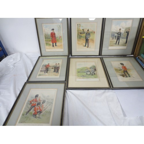 213 - 7 framed and glazed prints of uniformed soldiers of various regiments after G M Giles comprising the... 
