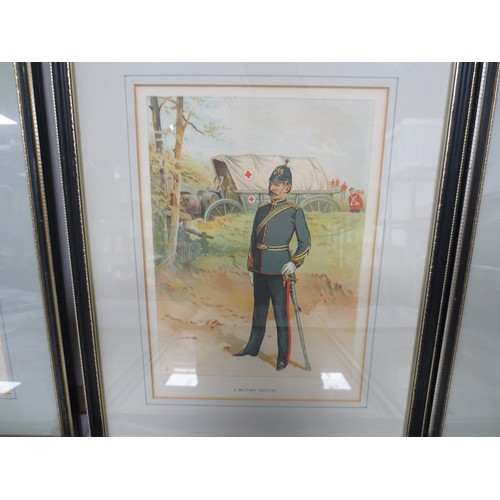 213 - 7 framed and glazed prints of uniformed soldiers of various regiments after G M Giles comprising the... 