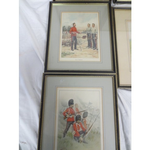 213 - 7 framed and glazed prints of uniformed soldiers of various regiments after G M Giles comprising the... 