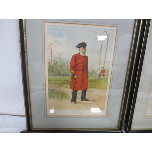 213 - 7 framed and glazed prints of uniformed soldiers of various regiments after G M Giles comprising the... 
