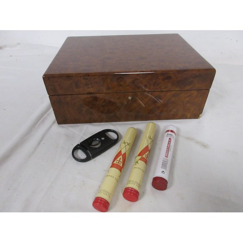 218 - An imposing Cigar Humidor by Hillwood in good order (mark to veneer to lower front right) with 3 Cub... 