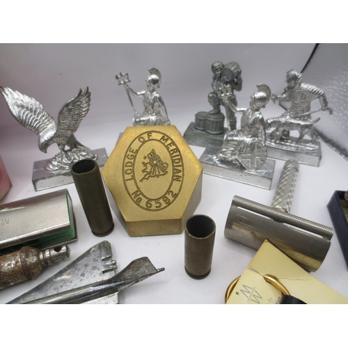208 - An assortment of militaria and other items including RN chevron in bullion braid, a cap tally for HM... 