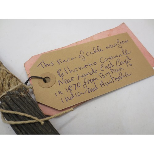 184 - A section of the first undersea telephone cable which ran from Cornwall to India and on to Australia